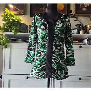INC International Concepts Green & Black Swirl Print Wrap Top 🌿🖤